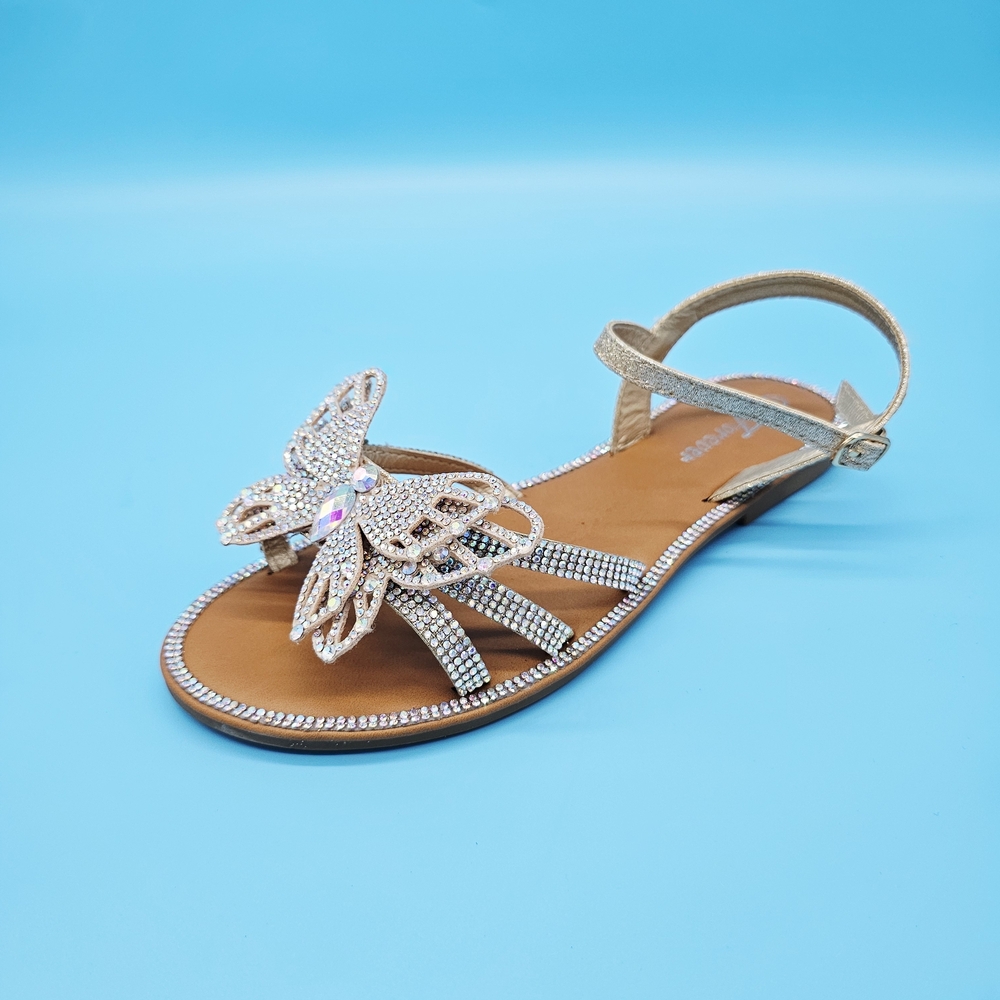Forever Link Girls Gold Rhinestone Butterfly Sandals - Picture 3 of 5